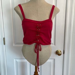 Charlotte Russe crop top lace up red women’s size medium M